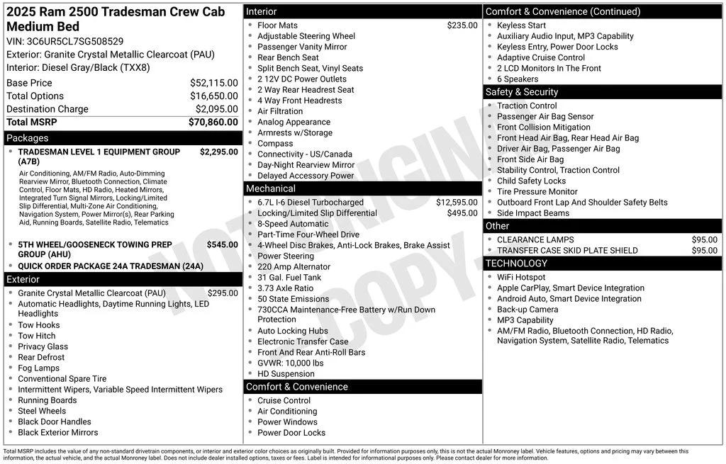 ram ram 2500 pickup 2025 3C6UR5CL7SG508529 image ram ram 2500 pickup 2025 3C6UR5CL7SG508529 image